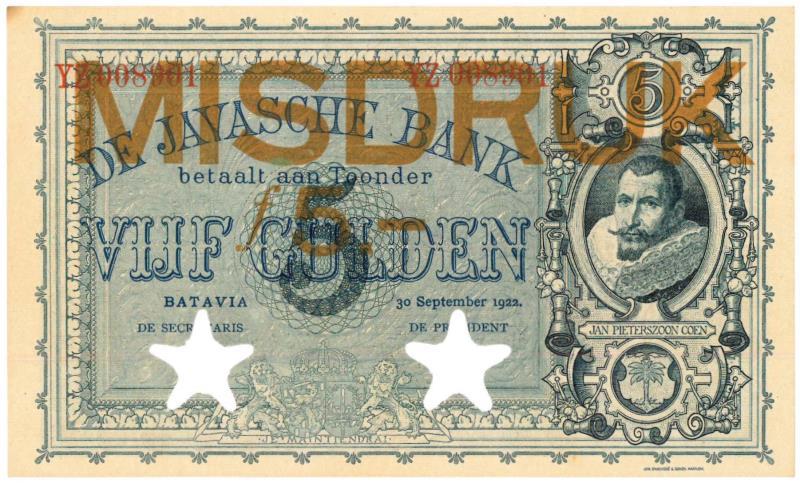 Netherlands-Indies. 5 gulden. Proofseries. Type 1901. Jan Pieterszoon Coen - UNC.