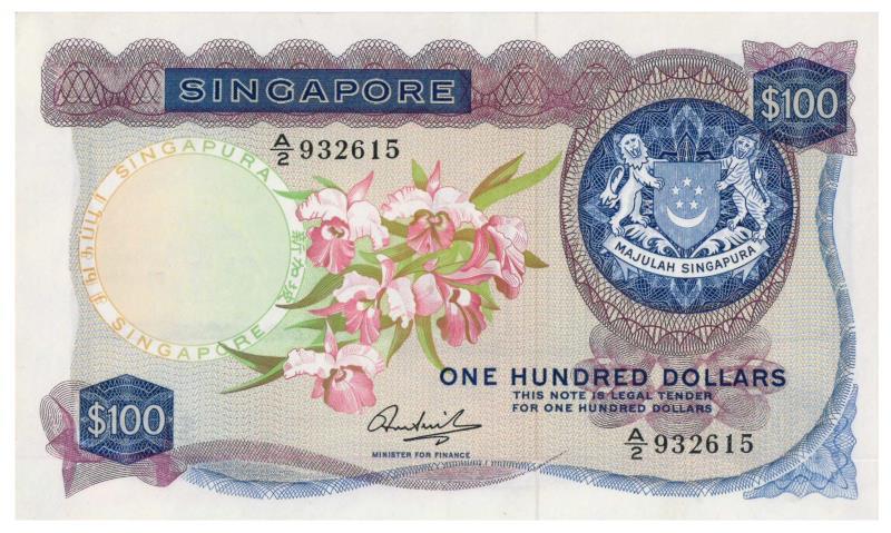 Singapore. 100 dollar. Banknote. Type 1967. - UNC.