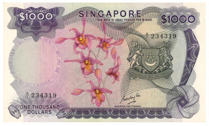 Singapore. 1000 dollar. Banknote. Type 1967. - UNC.