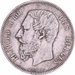 Belgium. Leopold II. 5 Francs. 1866.