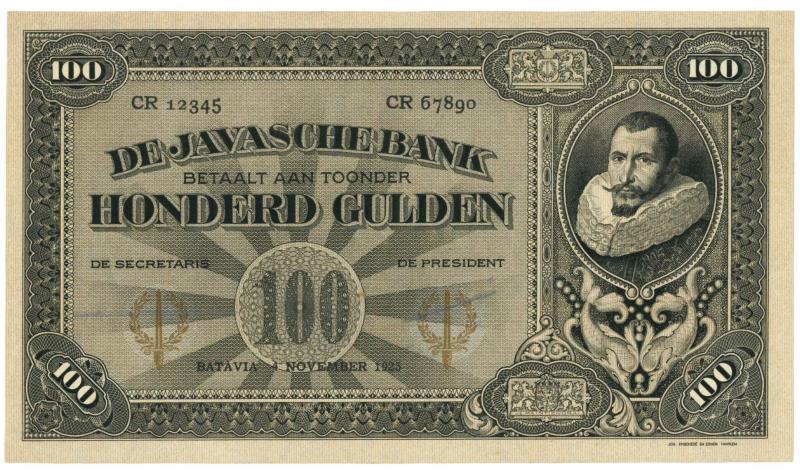 Netherlands-Indies. 100 gulden. Proofseries. Type 1925. Jan Pieterszoon Coen - UNC.