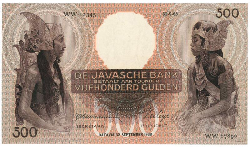 Netherlands-Indies. 500 gulden. Proofseries. Type 1933. Javanese Dancers - UNC.
