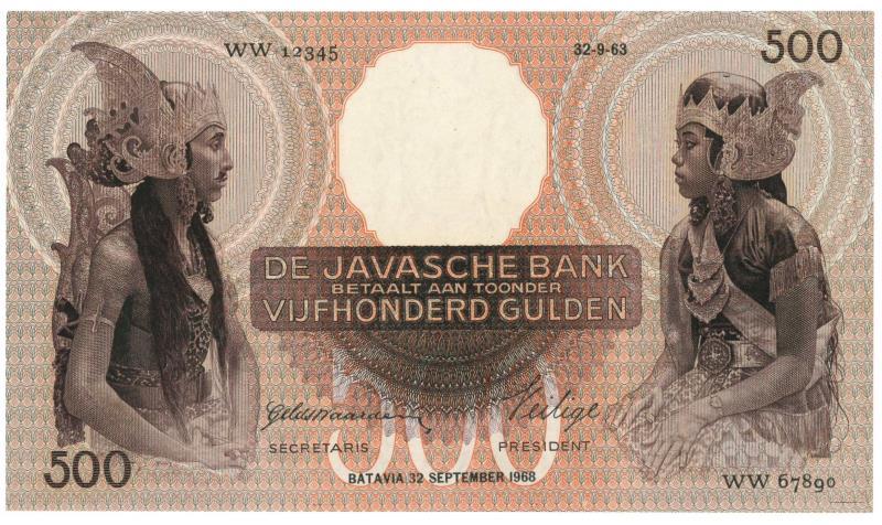 Netherlands-Indies. 500 gulden. Proofseries. Type 1933. Javanese Dancers - UNC.