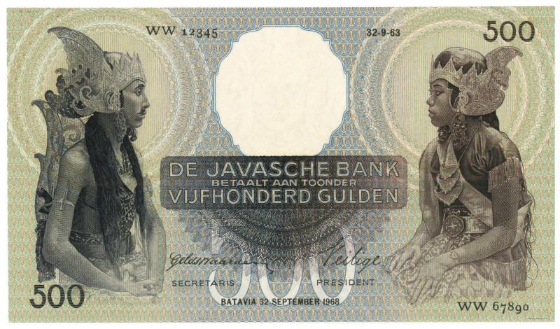 Netherlands-Indies. 500 gulden. Proofseries. Type 1933. Javanese Dancers - UNC.