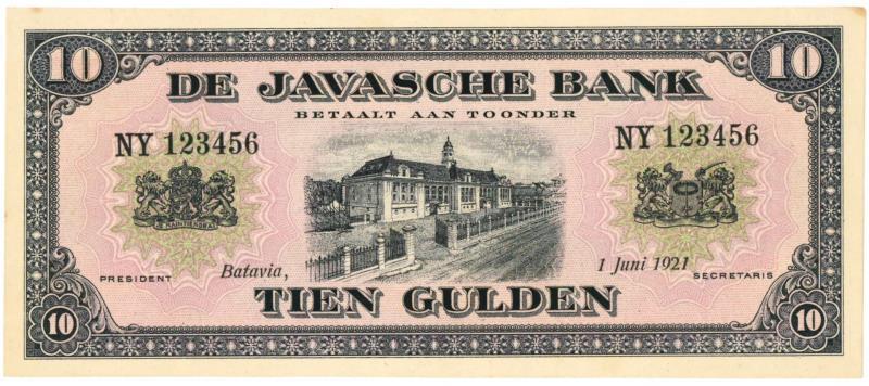 Netherlands-Indies. 10 gulden. Proofseries. Type 1921. - UNC.