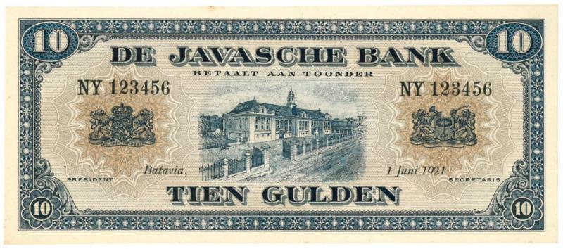 Netherlands-Indies. 10 gulden. Proofseries. Type 1921. - UNC.