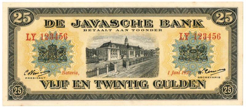 Netherlands-Indies. 25 gulden. Proofseries. Type 1921. - UNC.