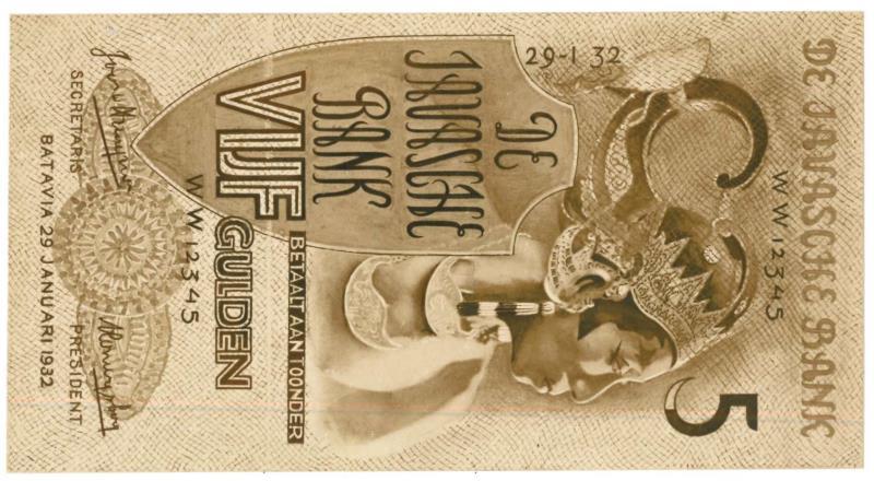 Netherlands-Indies. 5 gulden. Photos. Type 1932. Javanese Dancers.