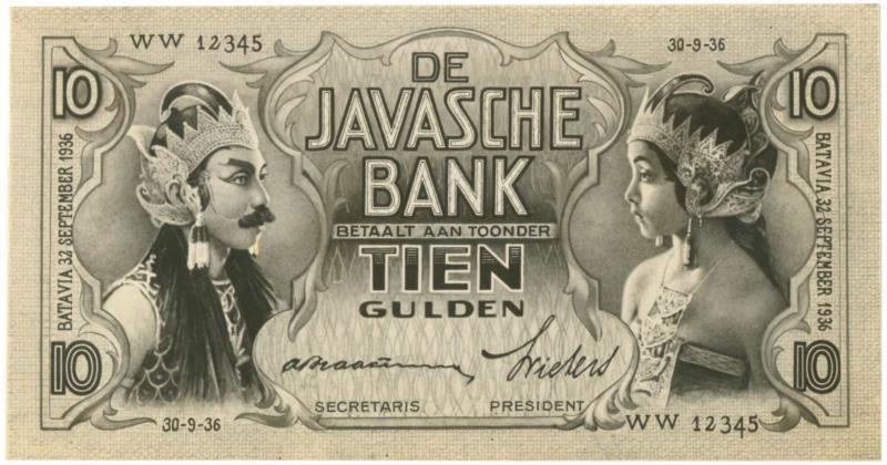 Netherlands-Indies. 10 gulden. Photos. Type 1933. Javanese Dancers.