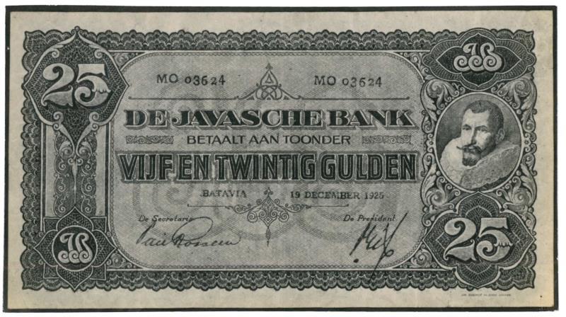 Netherlands-Indies. 25 gulden. Photos. Type 1925. Jan Pieterszoon Coen.