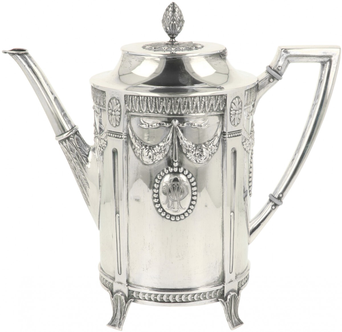 Koffiepot "C.G Hallberg Stockholm Zweden" zilver.