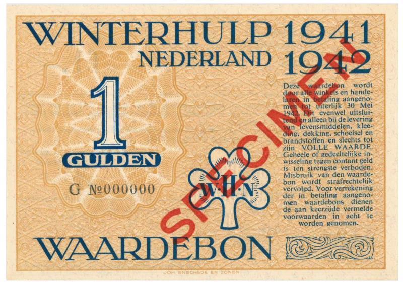 Nederland. 1 gulden. Waardebon. Type 1941-1942. - UNC.