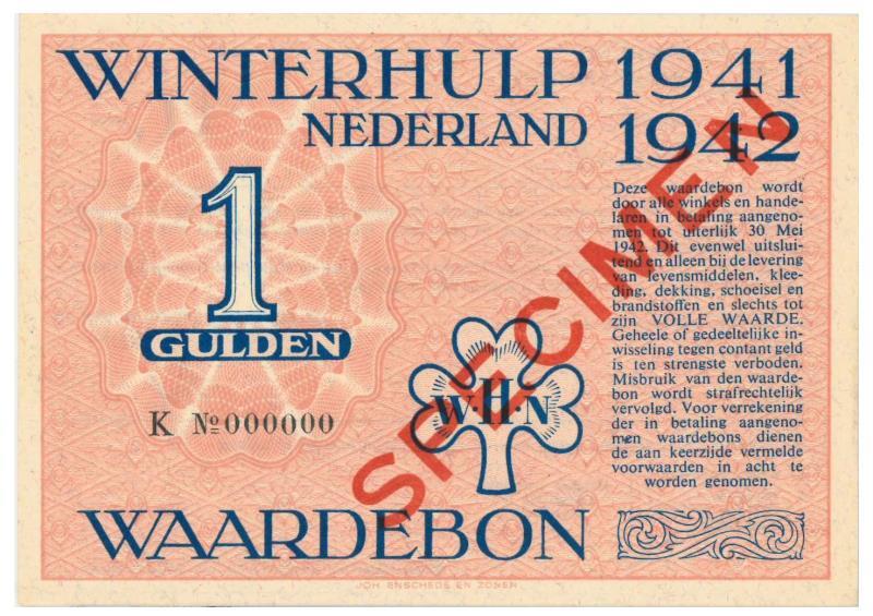 Nederland. 1 gulden. Waardebon. Type 1941-1942. - UNC.