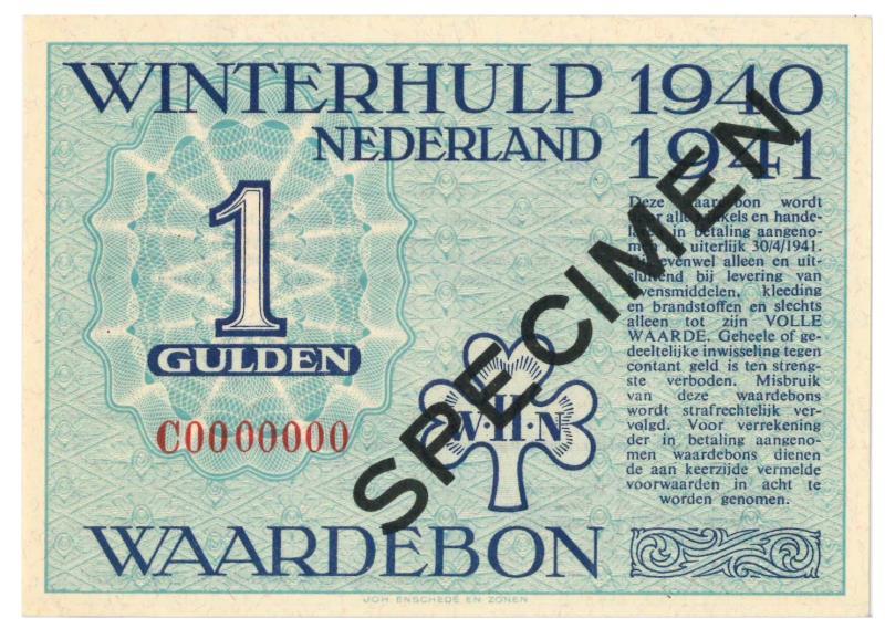 Nederland. 1 gulden. Waardebon. Type 1940-1941. - UNC.