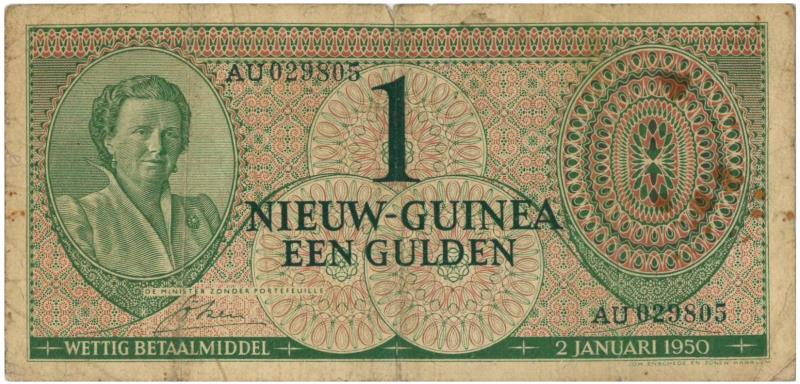 Nieuw-Guinea. 1 gulden. Banknote. Type 1950. - Fine.