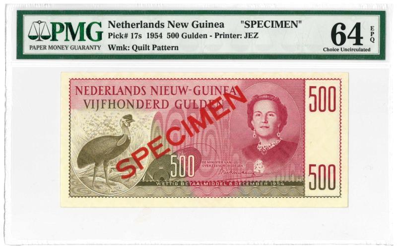 Nieuw-Guinea. 500 gulden. Specimen. Type 1954. - UNC.