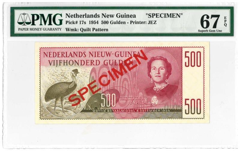 Nieuw-Guinea. 500 gulden. Specimen. Type 1954. - UNC.