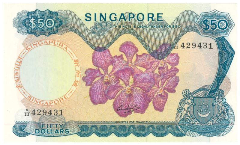 Singapore. 50 dollar. Banknote. Type 1967. - UNC.