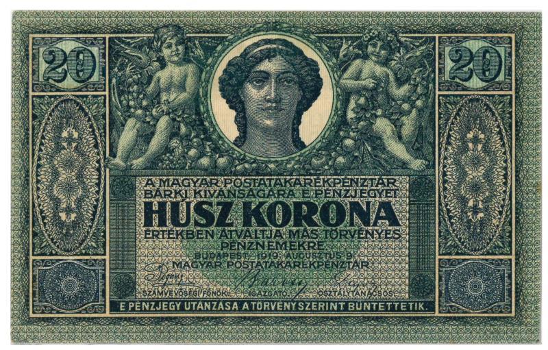 Hongarije. 20 korona. Bankbiljet. Type 1919. - Prachtig.
