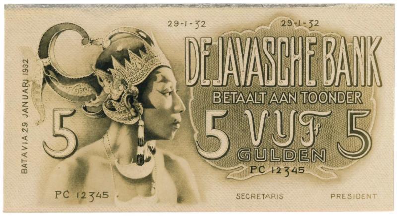 Netherlands-Indies. 5 gulden. Photos. Type 1933. Javanese Dancers.