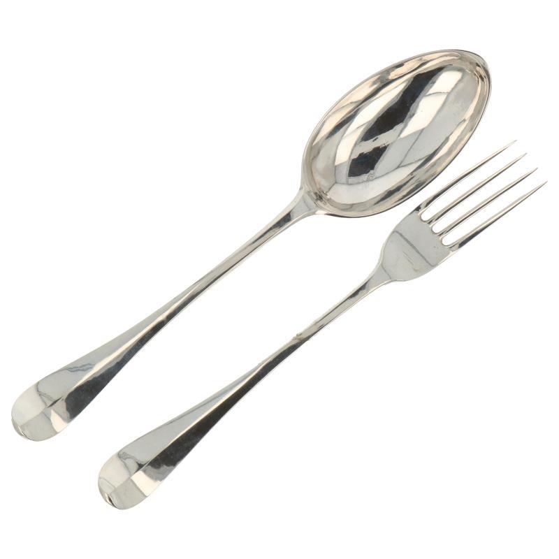 Lepel + vork zilver.