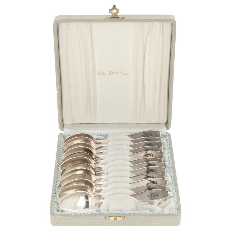 Theelepelset in originele etui zilver.