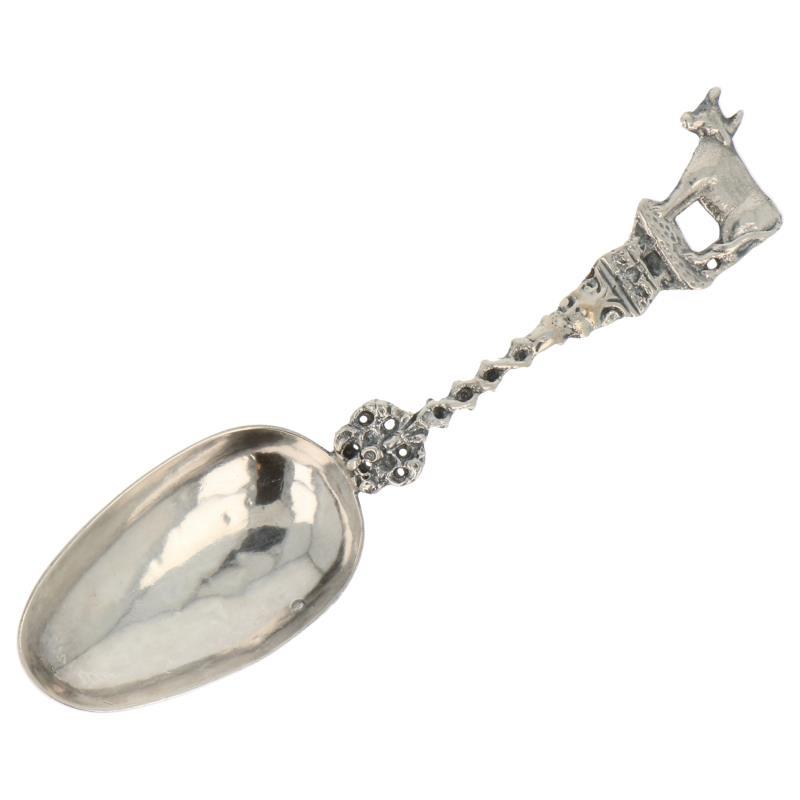 Gelegenheids lepel met uitgebeelde stier zilver.