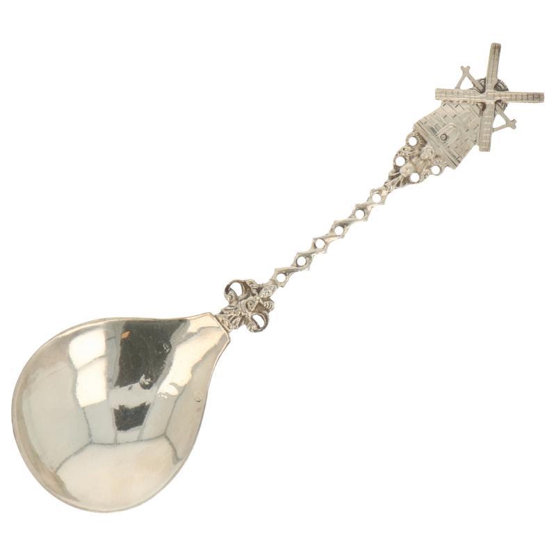 Gelegenheids lepel met gevlochten steel en molen zilver.