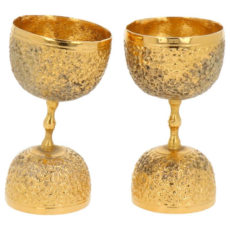 (2) Delige set vergulde Kiddush bekertjes voor Joods bruiloft hem & haar zilver.