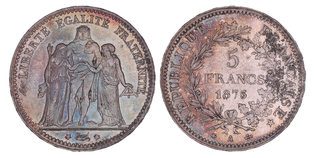 France. Third Republic. 5 Francs. 1875.