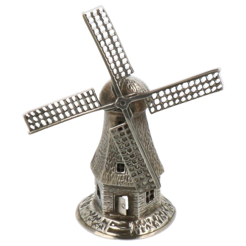 Miniatuur Korenmolen met rietkap zilver.