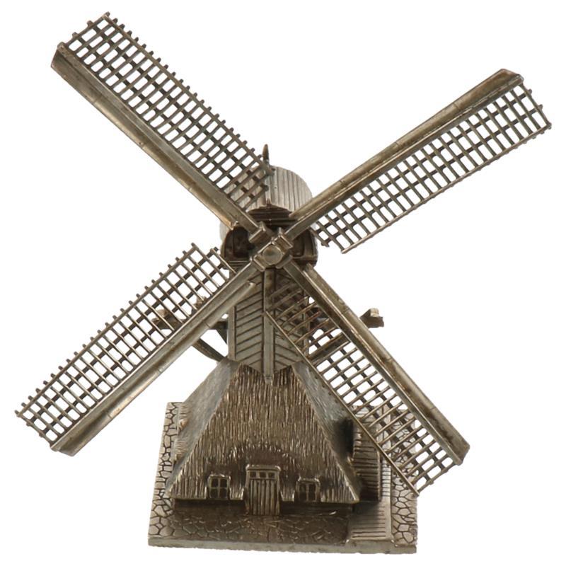 Miniatuur wipmolen met wateropvoerwerktuig en draaibare kap zilver.