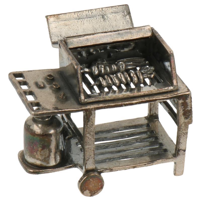 Miniatuur gasbarbecue zilver.