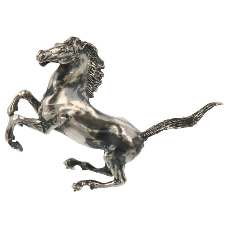 Miniatuur stijgerende hengst zilver.