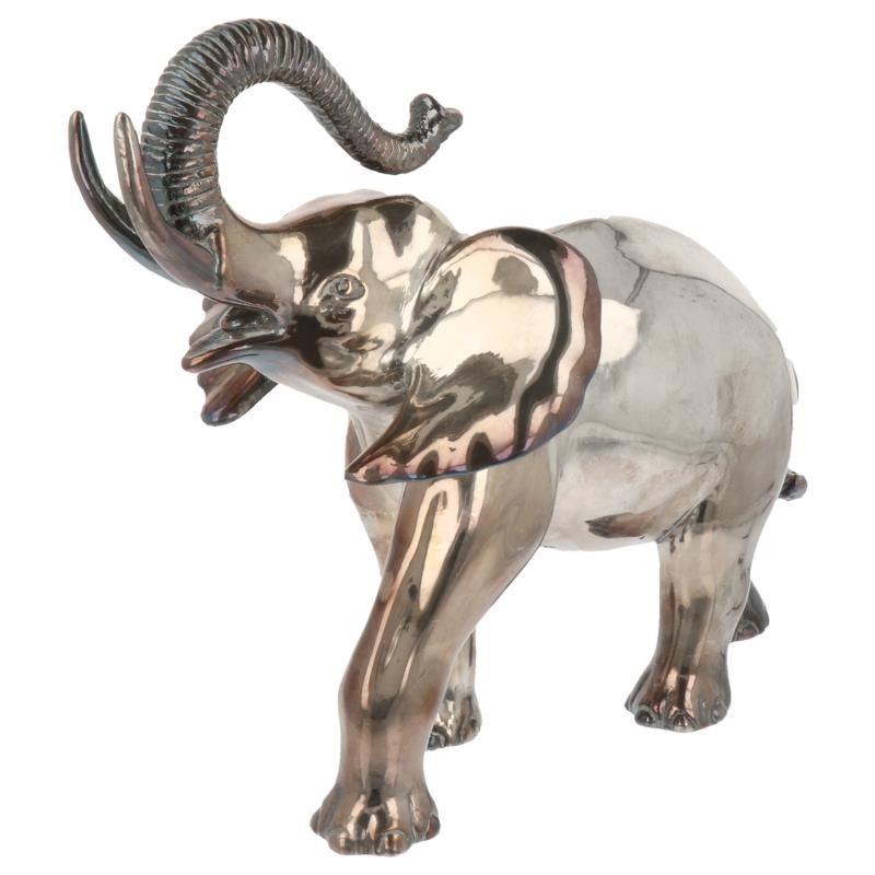 Olifant pronkstuk miniatuur, groot exemplaar genummerd 183/290 gevuld exemplaar zilver.