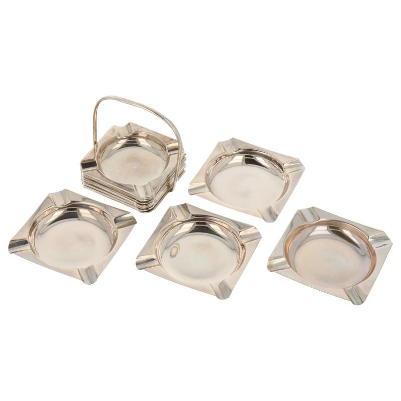 (11) Delig lot asbakken w.o. een 7 delige tafel set in 925/1000 zilver.