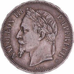 France. Second Empire. Napoleon III. 5 Francs. 1867 BB.