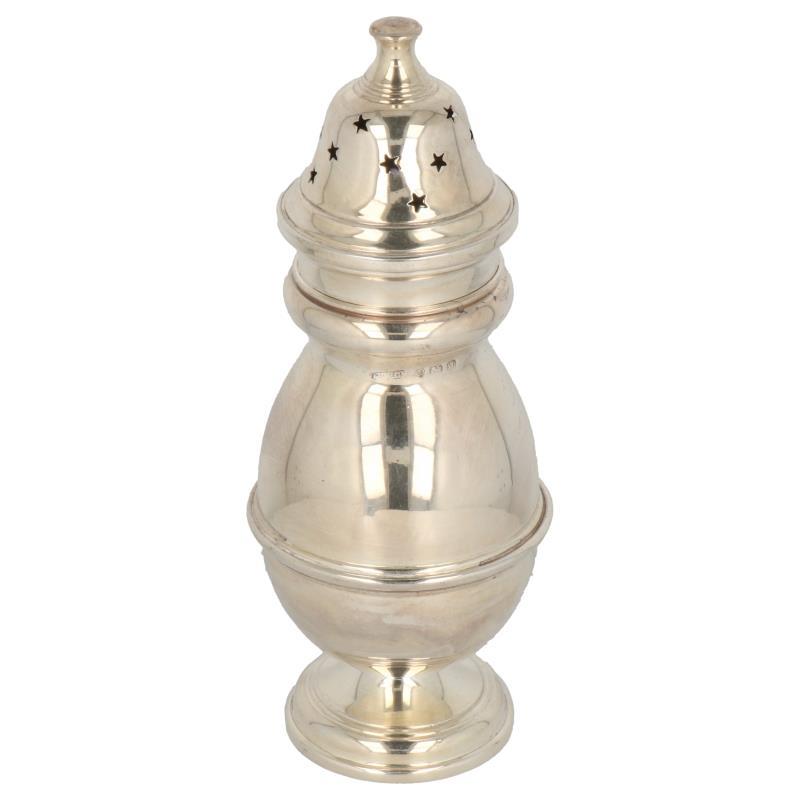 Specerijenstrooier bolmodel met sterren opengewerkte strooidop zilver.
