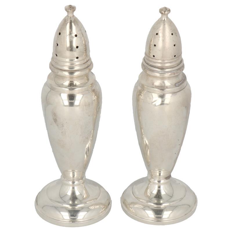 Peper & zout strooier set in baluster vormig model zilver.