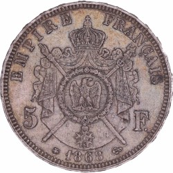 France. Second Empire. Napoleon III. 5 Francs. 1868 A. VF +.