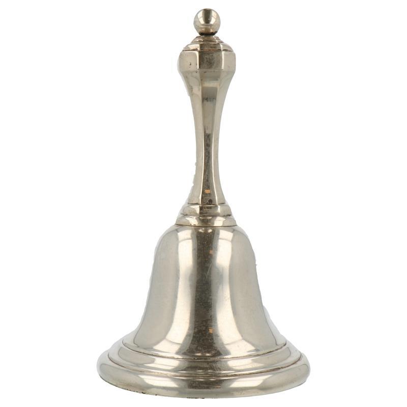 Tafelbel zwaar dubbelwandig model met 8 kantig handvat zilver.