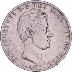 Italian states. Sardinia. Carlo Alberto. 5 Lire. 1840 P.