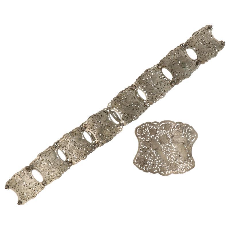 Oosterse bruids taille riem opengewerkt met Phoenix vogels zilver.