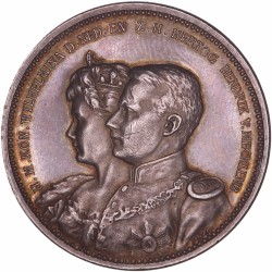1901. German States. Mecklenburg-Schwerin. Marriage medal of Hendrik of Mecklenburg with Wilhelmina, queen of the Netherlands.
