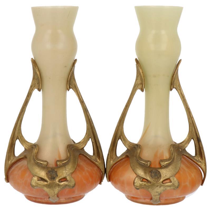 (2x) Jugendstil vaasjes.