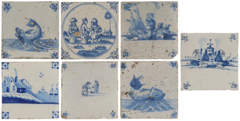 (7x) Delfts blauwe Tegels.