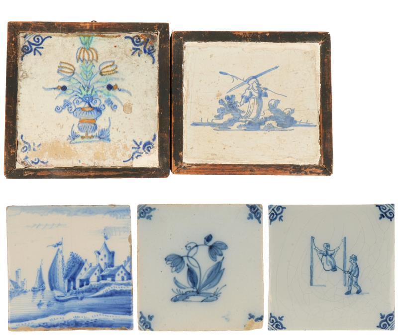 (5x) Delfts blauwe tegels.