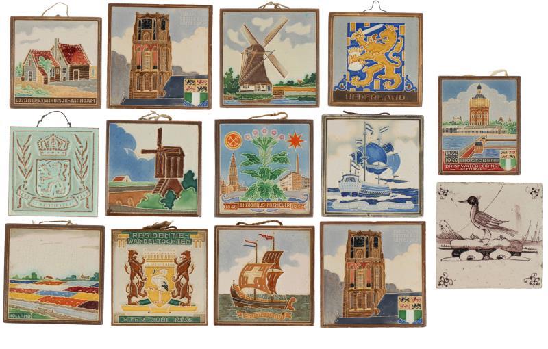 (13x) cloisonné tegels.