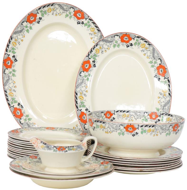 (25)-Delig Aardewerk servies.