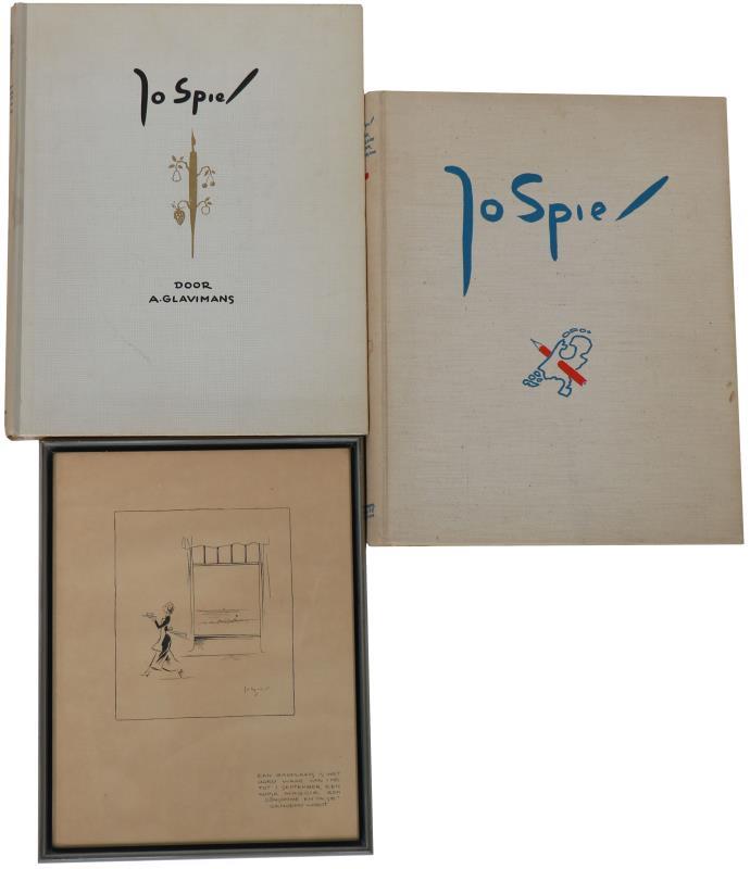 Prent + 2 boeken Jo Spier (1900-1978).